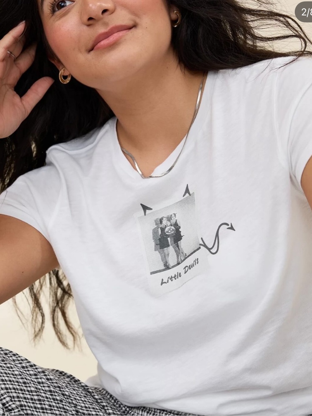Aerie White "Little Devils" Graphic T-Shirt Medium